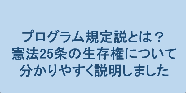 プログラム規定説を分かりやすく説明しました!憲法25条の生存権の性質とは?
